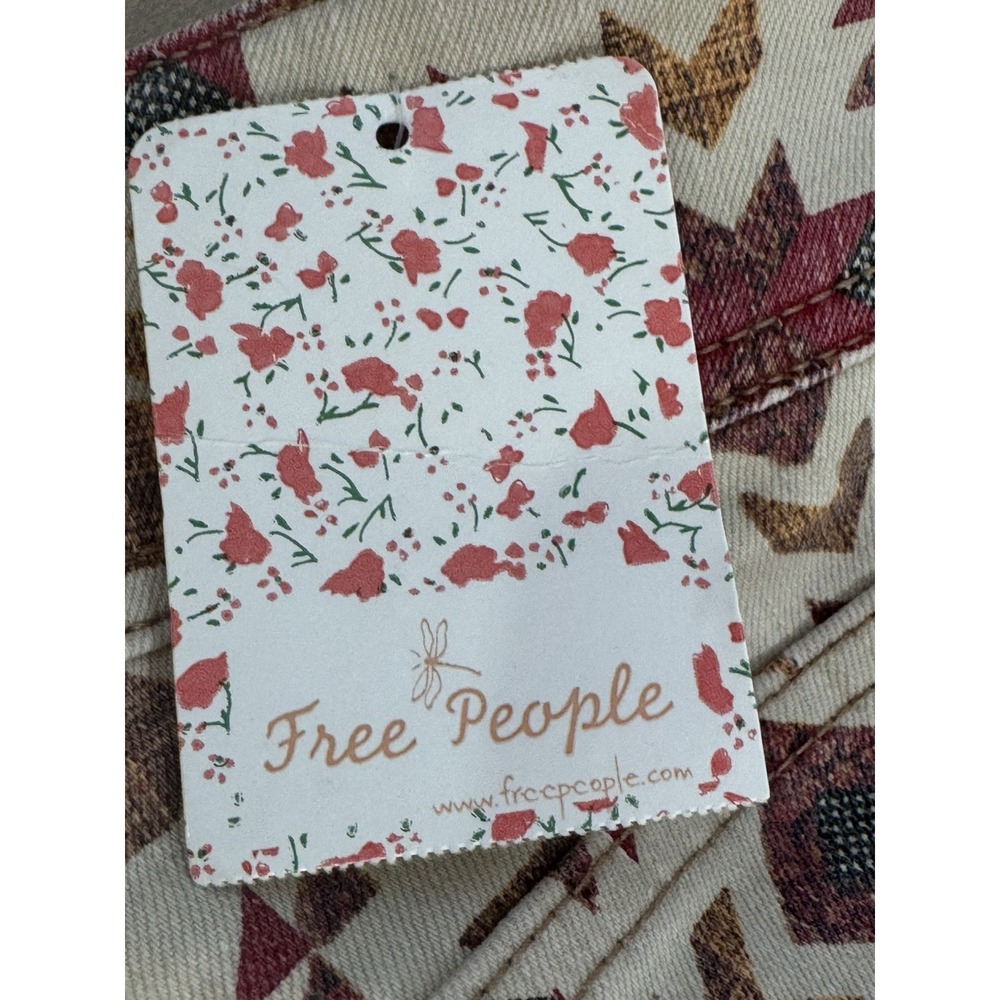 Free People We The Wild Child Printed Skinny Jeans Ivory Size 28 #OB1100417 NWT - Picture 8 of 16